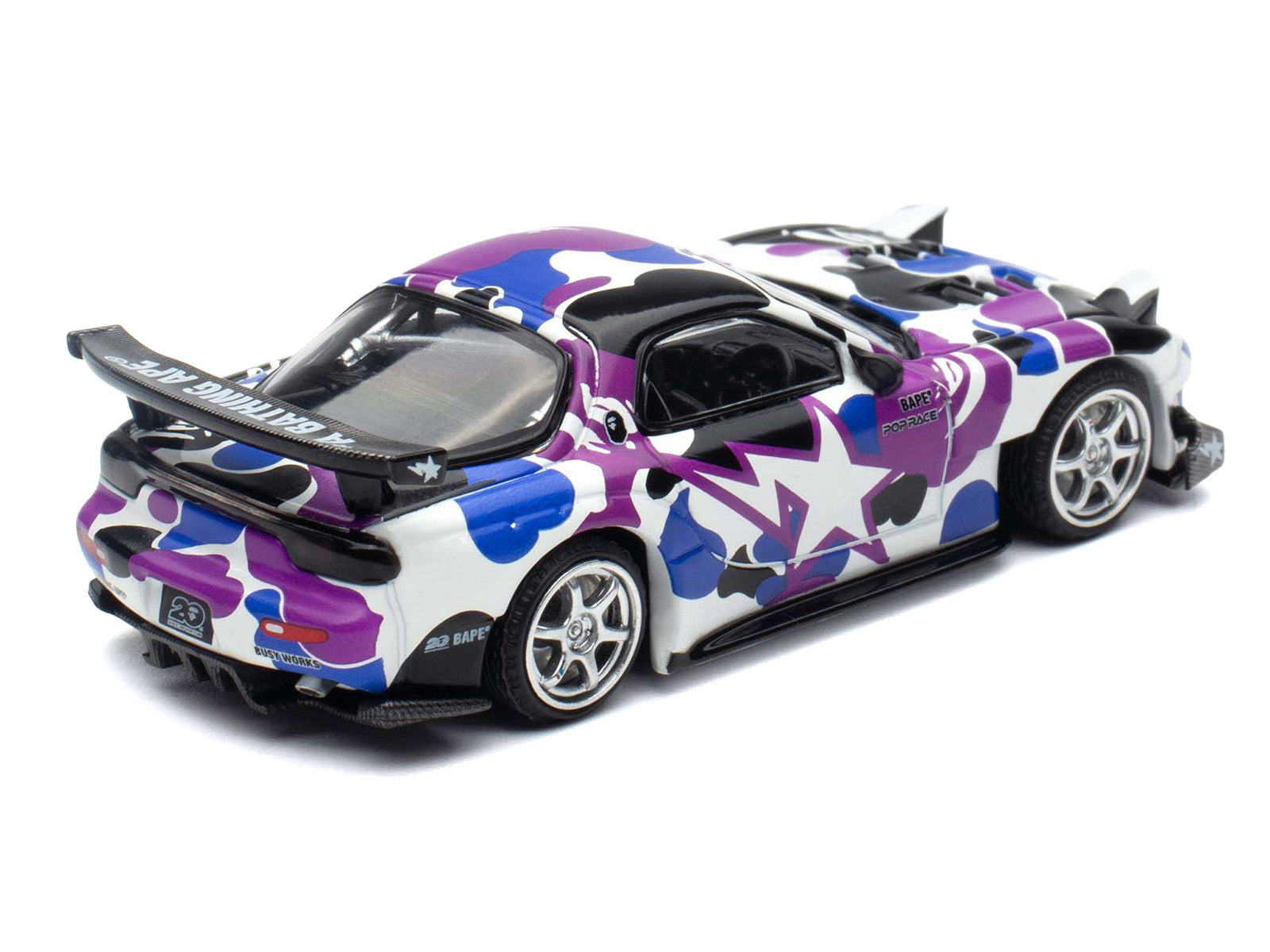 Mazda RX-7 (FD3S) RHD (Right Hand Drive) "BAPE (A Bathing Ape)" Purple Camouflage 1/64 Diecast Model Car by Pop Race - image 4