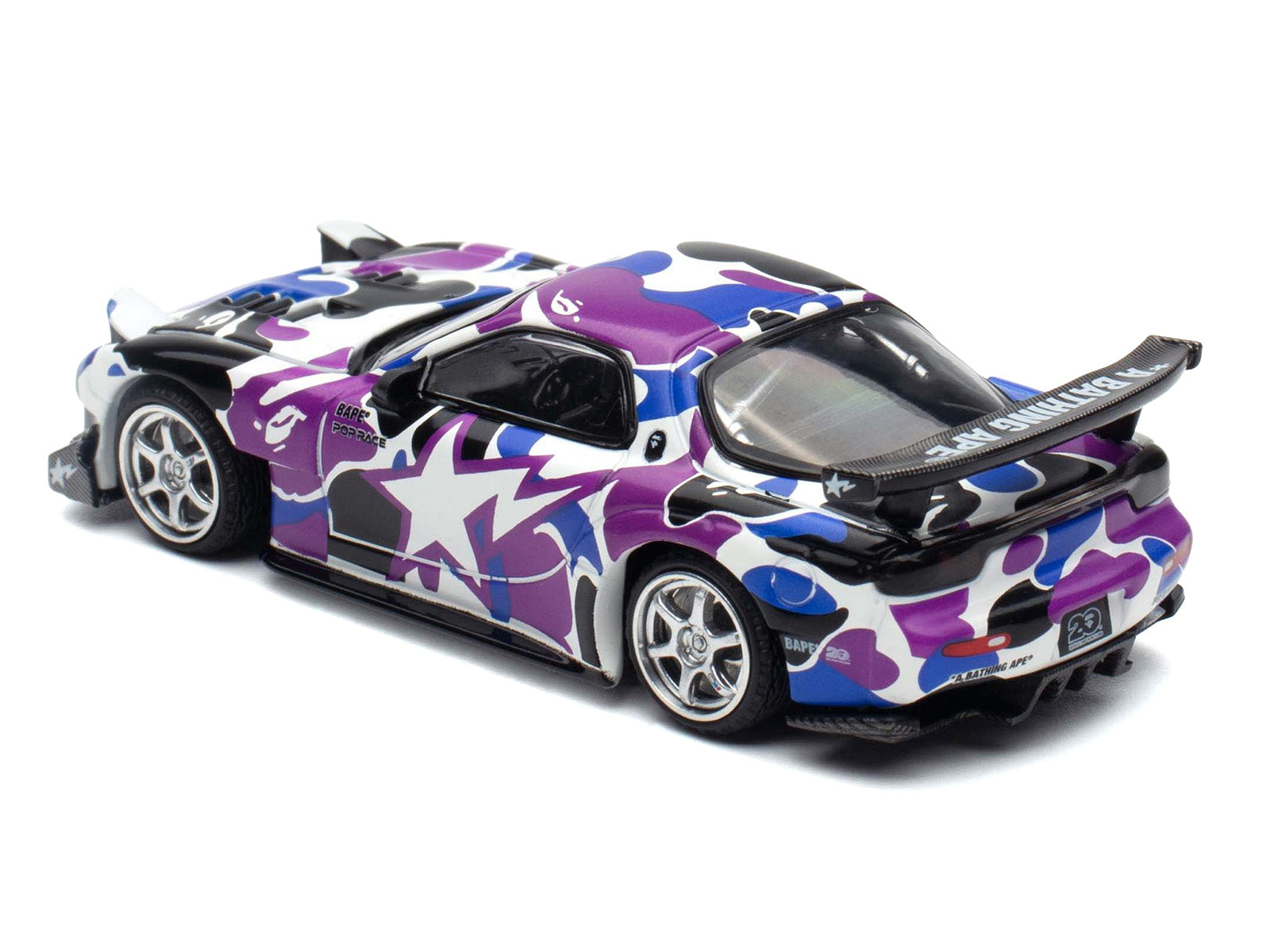 Mazda RX-7 (FD3S) RHD (Right Hand Drive) "BAPE (A Bathing Ape)" Purple Camouflage 1/64 Diecast Model Car by Pop Race - image 5
