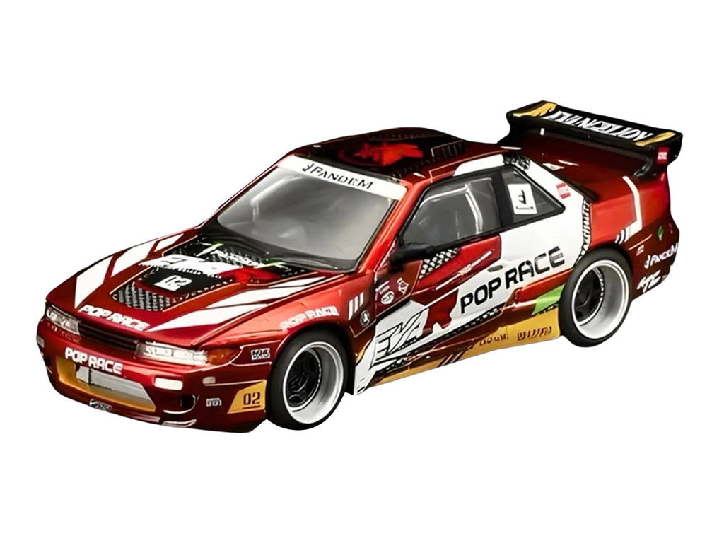 Pandem S13 RHD (Right Hand Drive) "EVA RT Production Model-02" Red Metallic with Graphics 1/64 Diecast Model Car by Pop Race