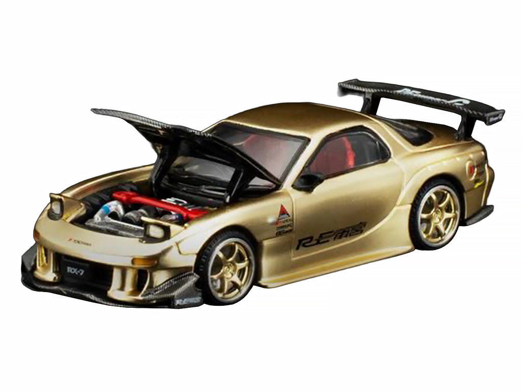 Mazda RX7 (FD3S) RE Amemiya RHD (Right Hand Drive) Gold Metallic with Carbon Hood "Thailand Diecast Expo 2026" 1/64 Diecast Model Car by Pop Race