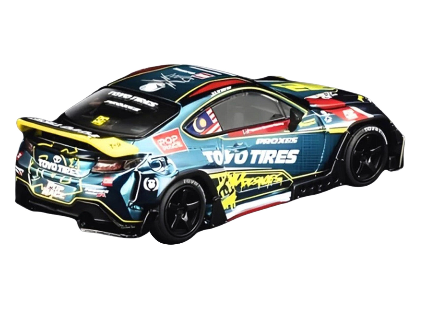 Toyota Pandem GR86 "Tengku Djan Ley" Blue Metallic with Graphics 1/64 Diecast Model Car by Pop Race