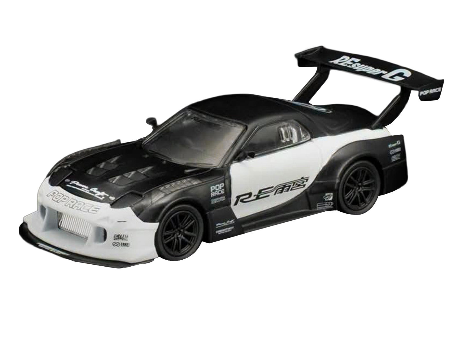 Mazda RX-7 "RE Super G Time Attack" RHD (Right Hand Drive) Black and White "The Model Car Show Malaysia 2026" 1/64 Diecast Model Car by Pop Race