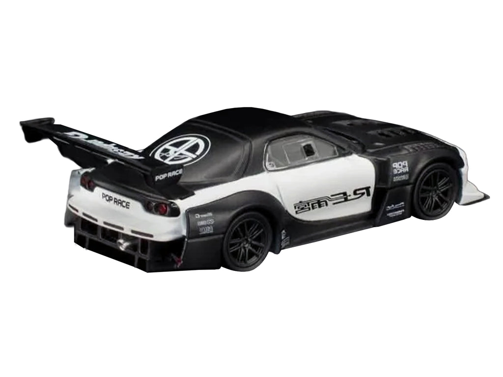 Mazda RX-7 "RE Super G Time Attack" RHD (Right Hand Drive) Black and White "The Model Car Show Malaysia 2026" 1/64 Diecast Model Car by Pop Race