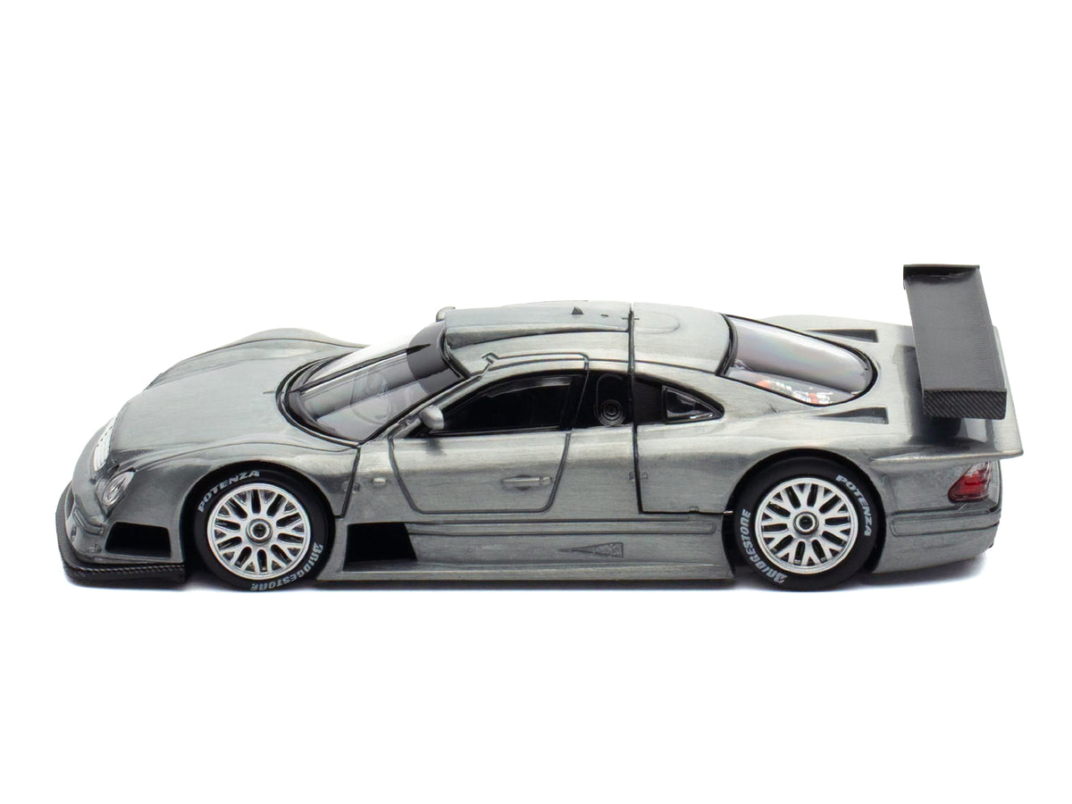 Mercedes-Benz CLK GTR Raw Metal 1/64 Diecast Model Car by Pop Race