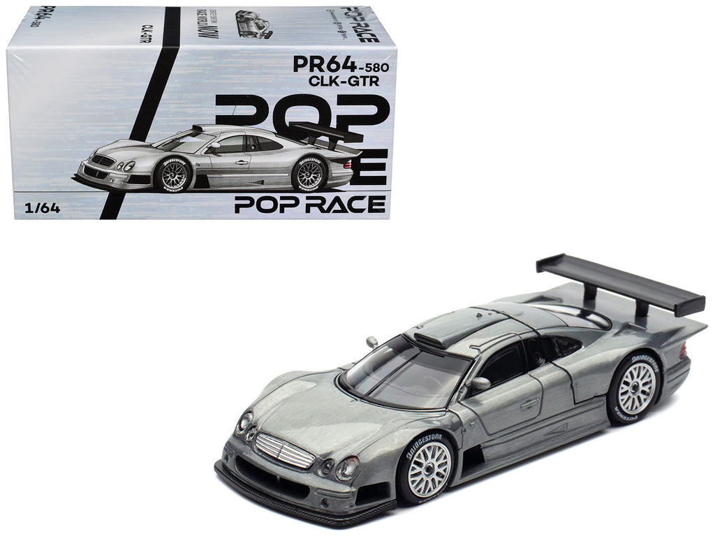 Mercedes-Benz CLK GTR Raw Metal 1/64 Diecast Model Car by Pop Race
