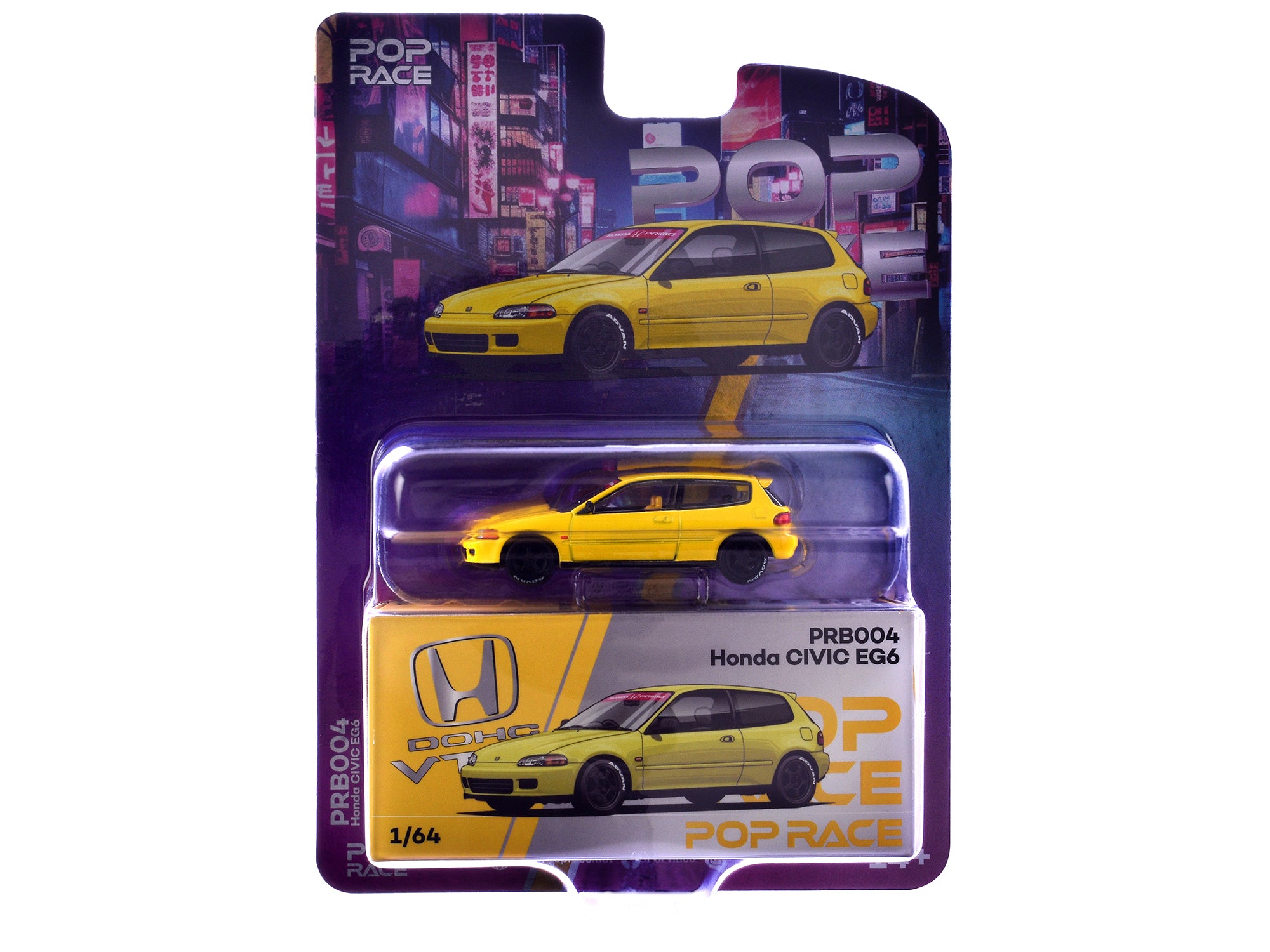 Honda Civic EG6 RHD (Right Hand Drive) Yellow "Vancouver 2026 Event Edition" 1/64 Diecast Model Car by Pop Race - image 3