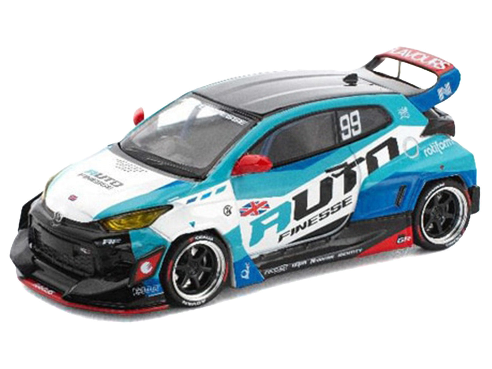 Pandem GR Yaris RHD (Right Hand Drive) #99 "Auto Finesse" Blue and White with Graphics "Enigma Exclusive Edition" 1/64 Diecast Model Car by Pop Race - image 2