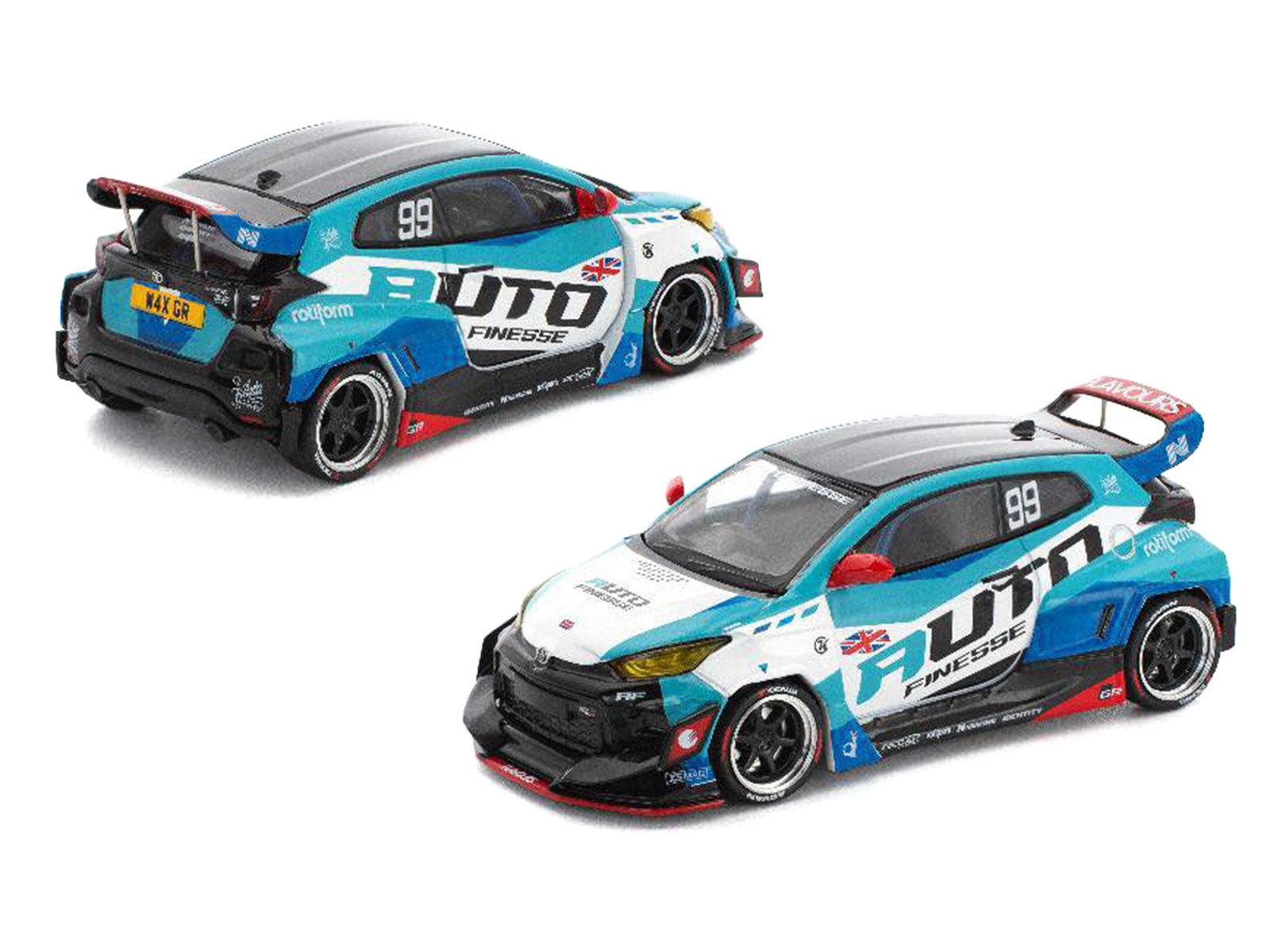 Pandem GR Yaris RHD (Right Hand Drive) #99 "Auto Finesse" Blue and White with Graphics "Enigma Exclusive Edition" 1/64 Diecast Model Car by Pop Race - image 4