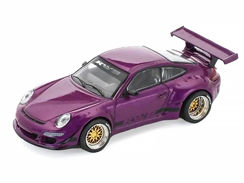 RWB 997 Purple Metallic with Black Stripes 1/64 Diecast Model Car by Pop Race - image 2