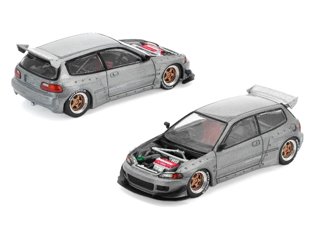 Pandem Civic EG6 RHD (Right Hand Drive) Raw Metal with No Hood 1/64 Diecast Model Car by Pop Race - image 4