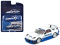 Mazda RX7 RE-Amemiya RHD (Right Hand Drive) #62 White and Blue with Graphics "Enigma Exclusive Edition" 1/64 Diecast Model Car by Pop Race