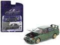 Mitsubishi Lancer Evolution IV RHD (Right Hand Drive) Green with Red Interior and Gold Wheels "Enigma Exclusive Edition" 1/64 Diecast Model Car by Pop Race