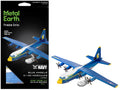 Model Kit Blue Angels C-130 Hercules Aircraft "Palm Springs Air Museum" Blue and White with Yellow Stripes "Premium Series" (Moderate Difficulty) Steel Model by Metal Earth
