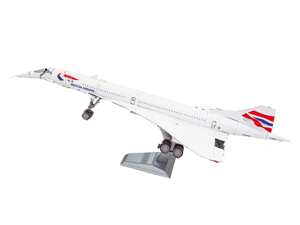 Model Kit BAC Concorde SST Aircraft "British Airways" White with Striped Tail "Premium Series" (Moderate Difficulty) Steel Model by Metal Earth - image 3