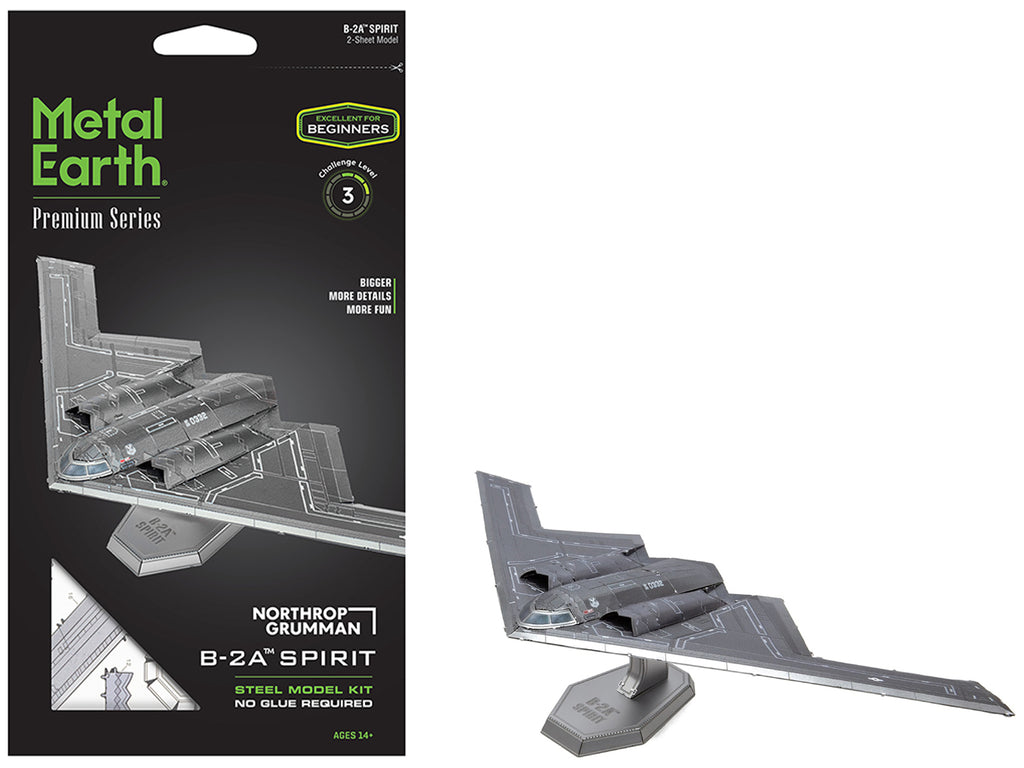 Model Kit Northrop B-2A Spirit Aircraft "United States Air Force" Raw Metal "Premium Series" (Easy Difficulty) Steel Model by Metal Earth