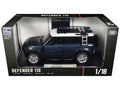 Land Rover Defender 110 Blue Metallic with White Top and Roof Rack 1/18 Diecast Model Car by Heimanba