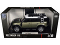 Land Rover Defender 110 Green Metallic with White Top and Roof Rack 1/18 Diecast Model Car by Heimanba
