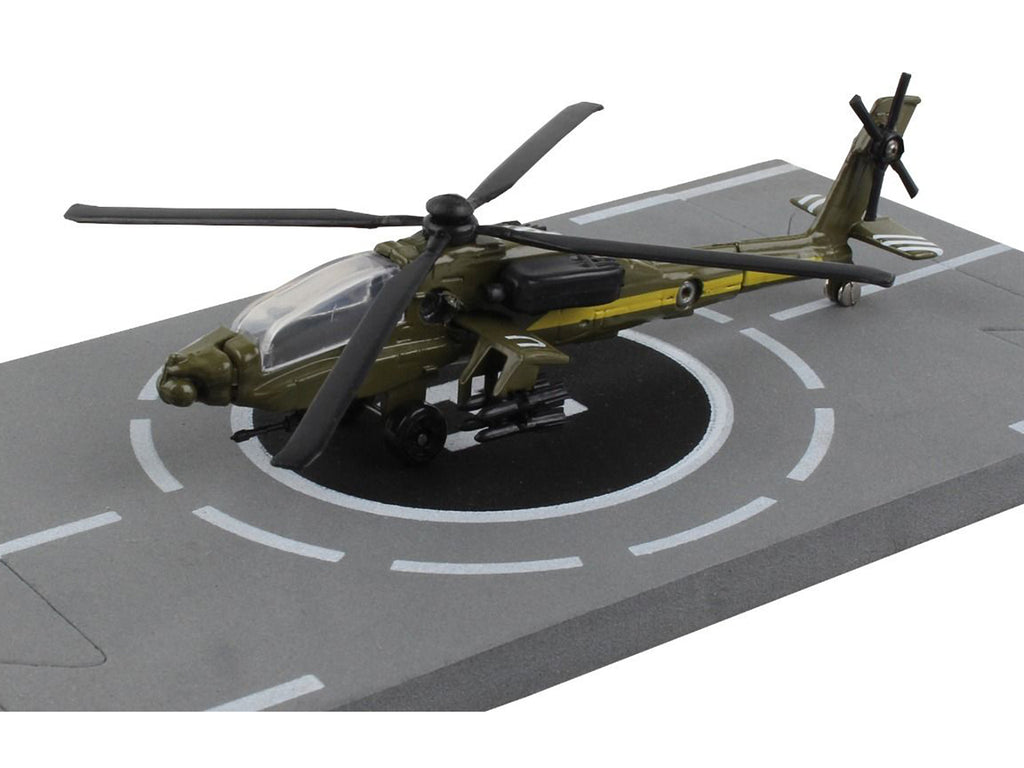 Boeing AH-64 Apache Helicopter Olive Drab "United States Army" with Runway Section Diecast Model by Runway24 - image 2