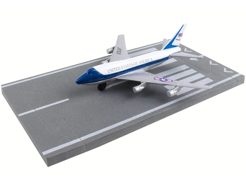 Boeing VC-25 Aircraft White and Blue "United States Air Force One" with Runway Section Diecast Model Airplane by Runway24 - image 3