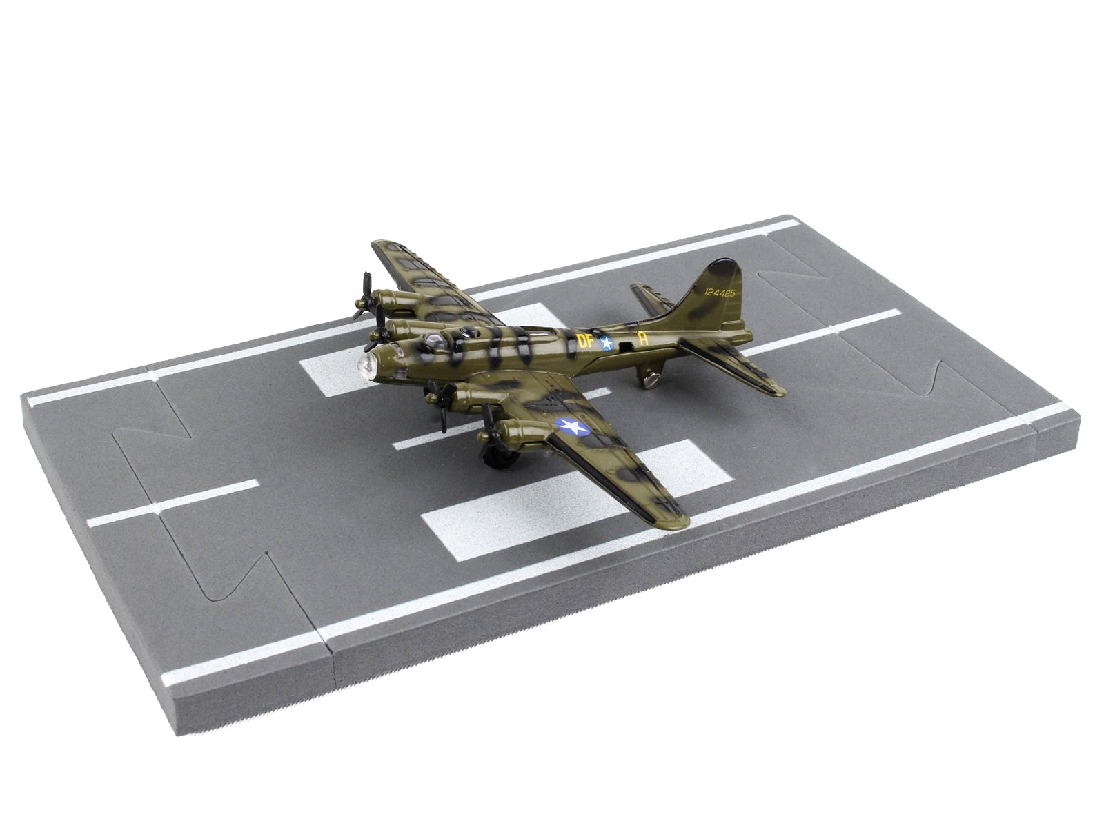 Boeing B-17 Flying Fortress Bomber Aircraft Olive Green Camouflage "United States Army Air Force" with Runway Section Diecast Model Airplane by Runway24 - image 2