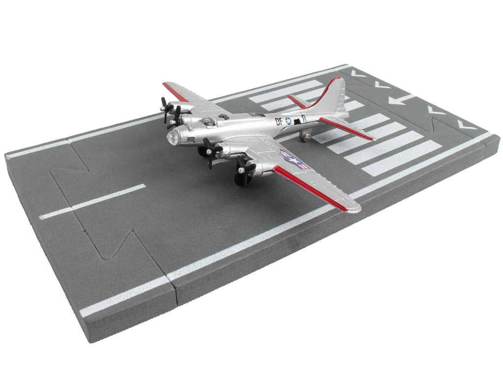 Boeing B-17 Flying Fortress Bomber Aircraft Silver Metallic "United States Army Air Force" with Runway Section Diecast Model Airplane by Runway24 - image 2