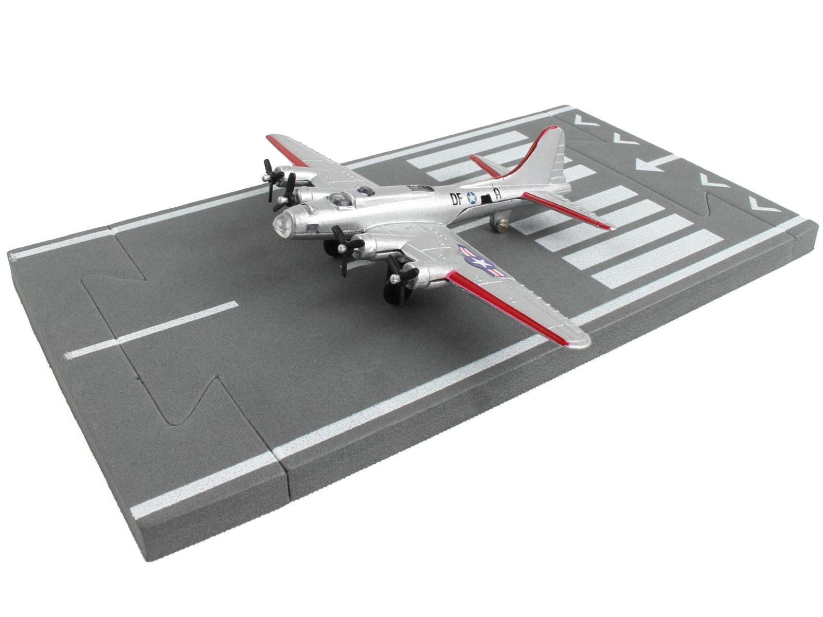 Boeing B-17 Flying Fortress Bomber Aircraft Silver Metallic "United States Army Air Force" with Runway Section Diecast Model Airplane by Runway24 - image 2