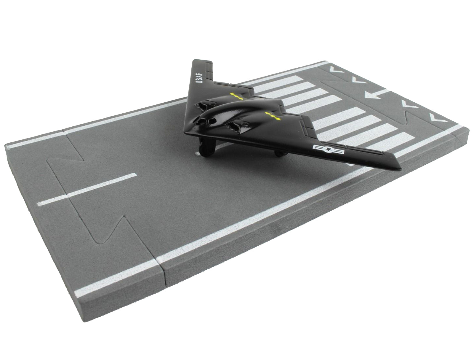 Northrop Grumman B-2 Spirit Stealth Aircraft Black "United States Air Force" with Runway Section Diecast Model Airplane by Runway24 - image 2