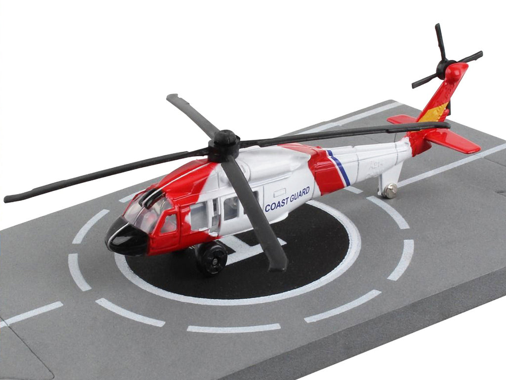 Sikorsky HH-60J Jayhawk Helicopter White and Red "United States Coast Guard" with Runway Section Diecast Model by Runway24 - image 3