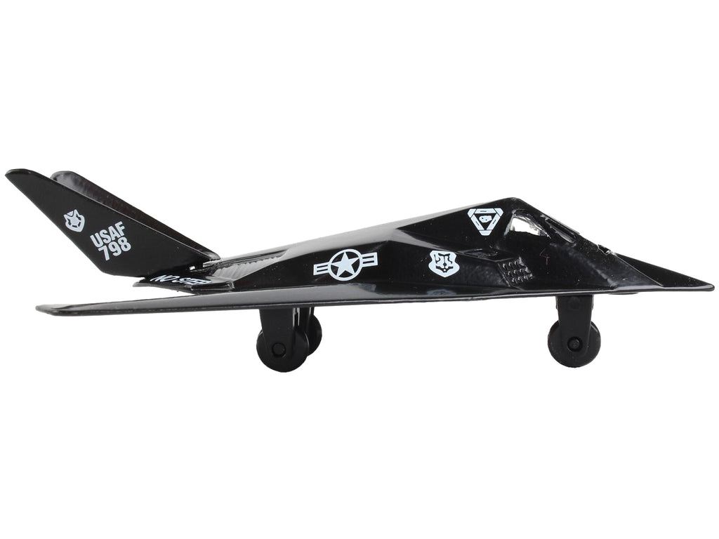 Lockheed F-117 Nighthawk Stealth Aircraft Black "United States Air Force" with Runway Section Diecast Model Airplane by Runway24 - image 2