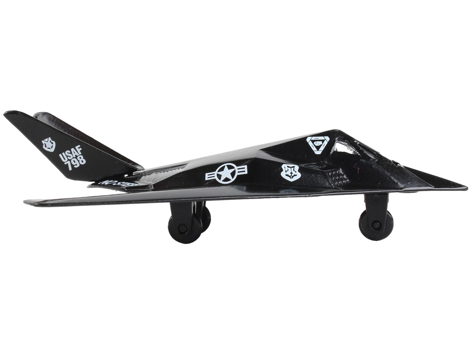 Lockheed F-117 Nighthawk Stealth Aircraft Black "United States Air Force" with Runway Section Diecast Model Airplane by Runway24 - image 2