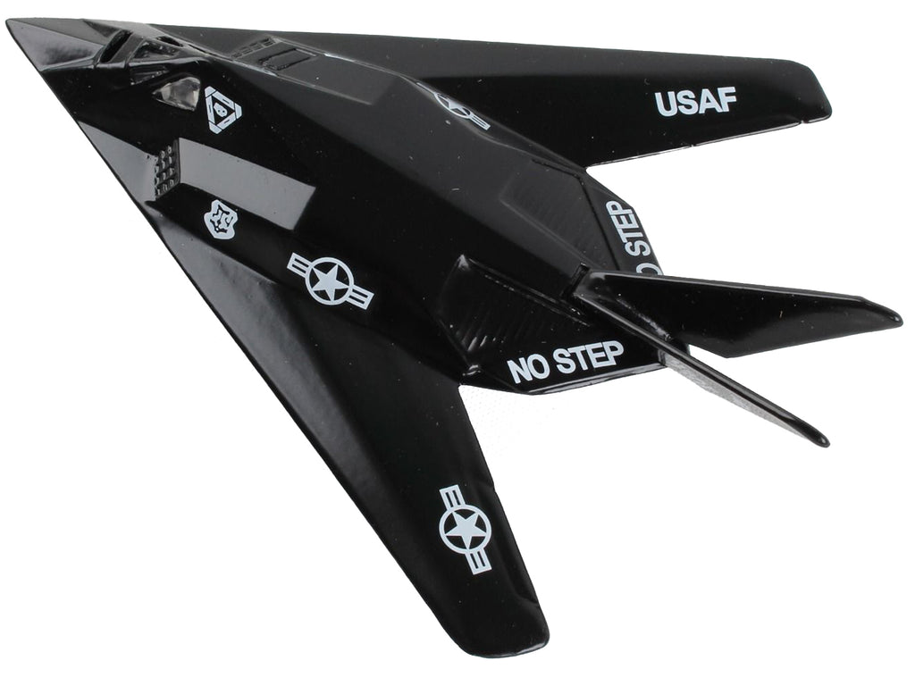 Lockheed F-117 Nighthawk Stealth Aircraft Black "United States Air Force" with Runway Section Diecast Model Airplane by Runway24 - image 3