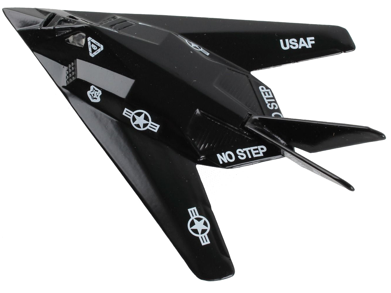 Lockheed F-117 Nighthawk Stealth Aircraft Black "United States Air Force" with Runway Section Diecast Model Airplane by Runway24 - image 3