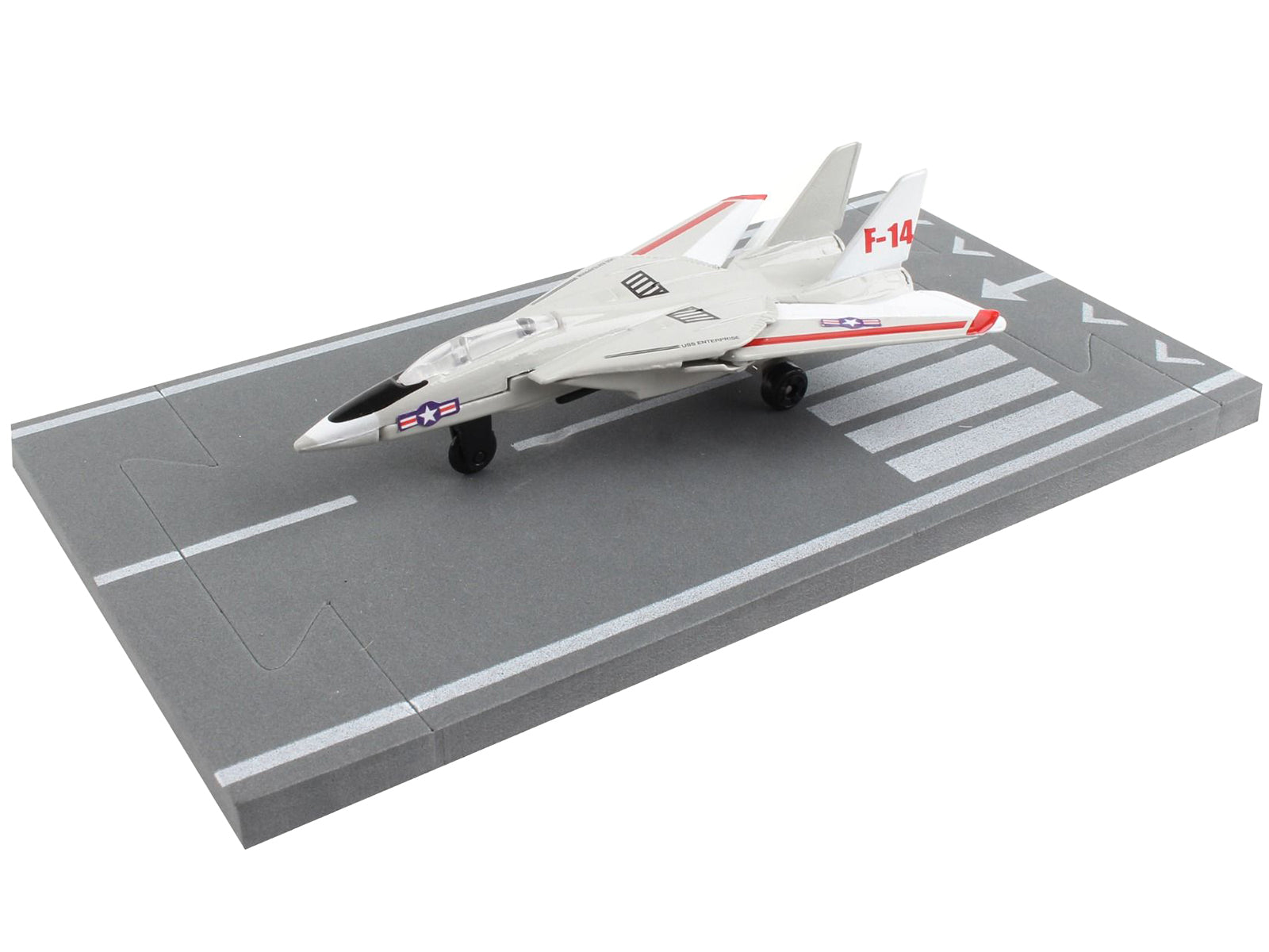 Grumman F-14 Tomcat Fighter Aircraft Gray with Red Stripes "United States Navy Test Aircraft" with Runway Section Diecast Model Airplane by Runway24 - image 3