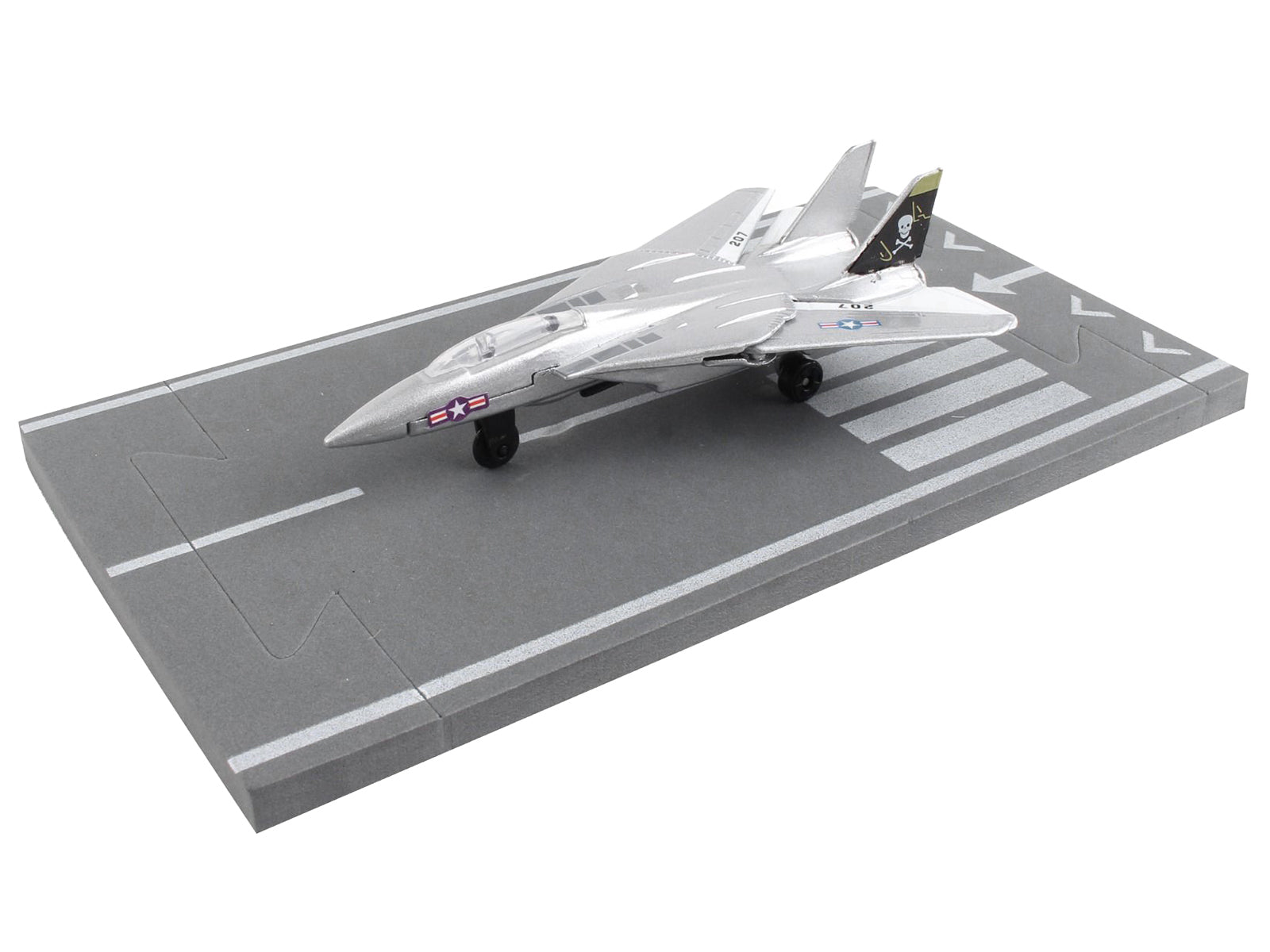 Grumman F-14 Tomcat Fighter Aircraft Silver Metallic "United States Navy VF-84 Jolly Rogers" with Runway Section Diecast Model Airplane by Runway24 - image 3