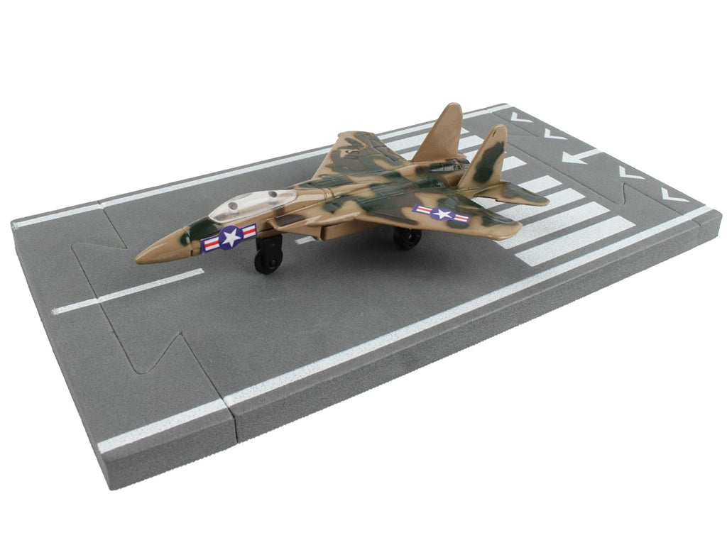McDonnell Douglas F-15 Eagle Fighter Aircraft Desert Camouflage "United States Air Force" with Runway Section Diecast Model Airplane by Runway24 - image 2