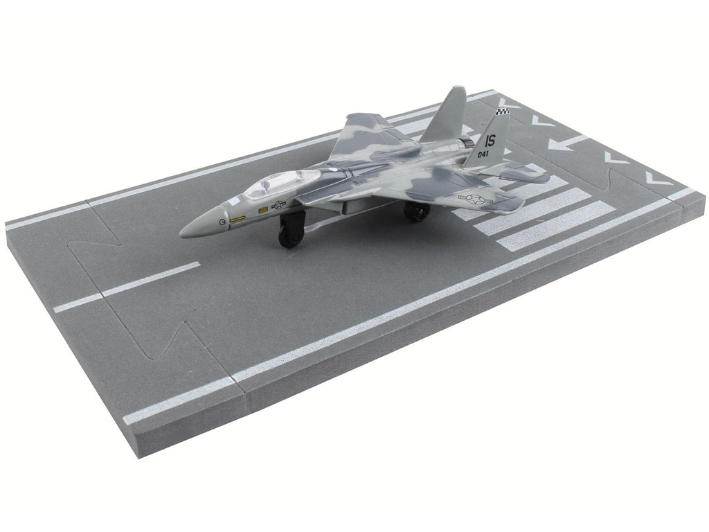 McDonnell Douglas F-15 Eagle Fighter Aircraft Gray Camouflage "United States Air Force" with Runway Section Diecast Model Airplane by Runway24 - image 3