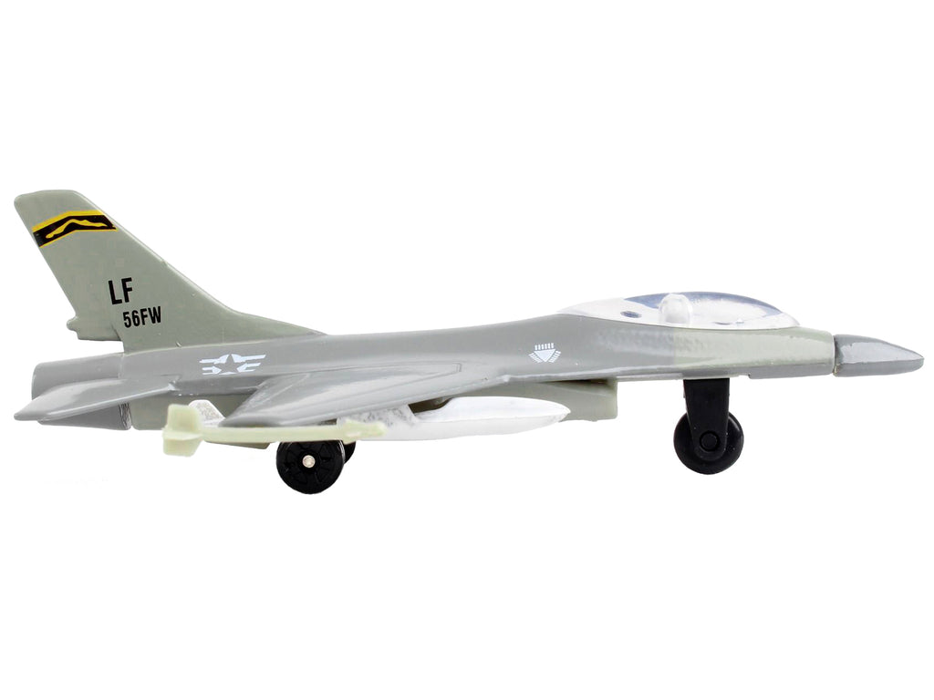 General Dynamics F-16 Fighting Falcon Fighter Aircraft Gray "United States Air Force" with Runway Section Diecast Model Airplane by Runway24 - image 2