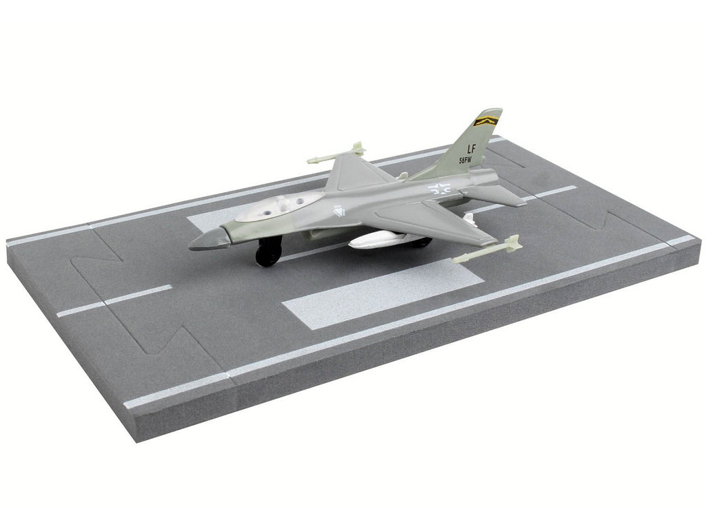 General Dynamics F-16 Fighting Falcon Fighter Aircraft Gray "United States Air Force" with Runway Section Diecast Model Airplane by Runway24 - image 3