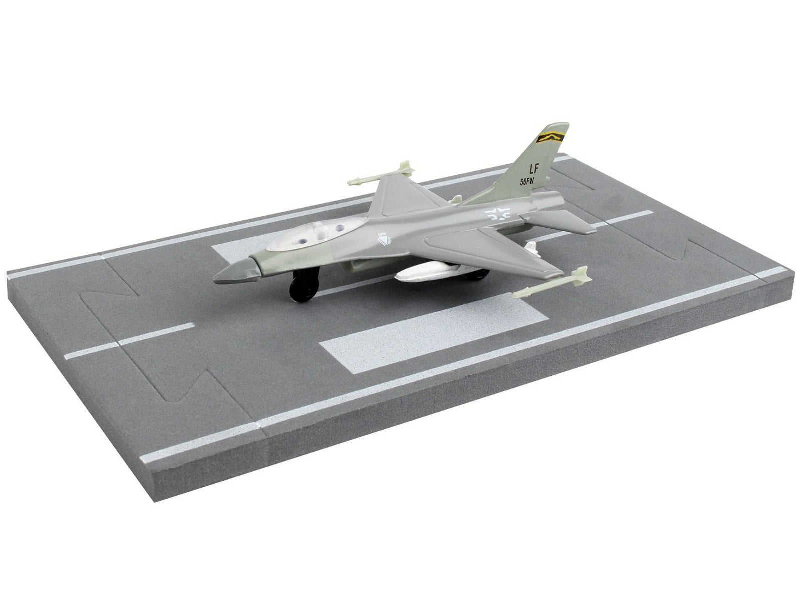 General Dynamics F-16 Fighting Falcon Fighter Aircraft Gray "United States Air Force" with Runway Section Diecast Model Airplane by Runway24 - image 3