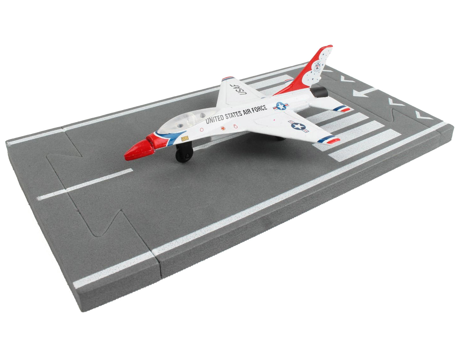 General Dynamics F-16 Fighting Falcon Fighter Aircraft White "United States Air Force Thunderbirds" with Runway Section Diecast Model Airplane by Runway24 - image 2