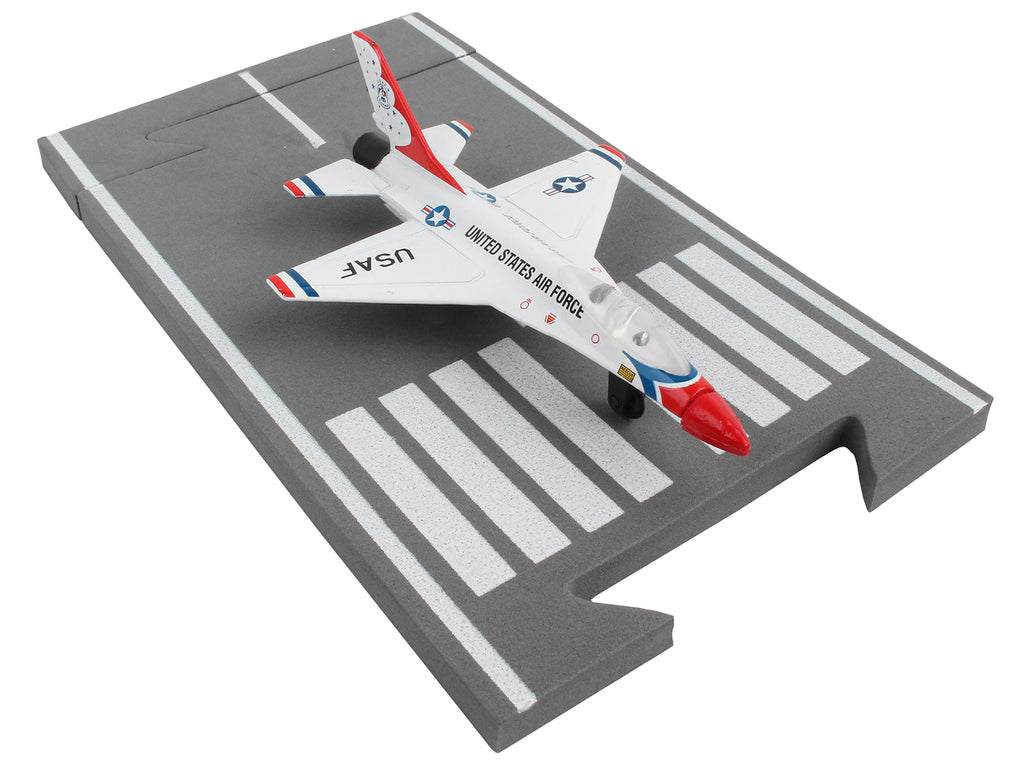General Dynamics F-16 Fighting Falcon Fighter Aircraft White "United States Air Force Thunderbirds" with Runway Section Diecast Model Airplane by Runway24 - image 3