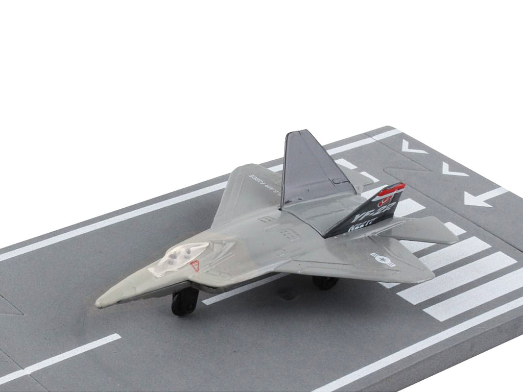 Lockheed Martin F-22 Raptor Stealth Aircraft Gray "United States Air Force YF-22" with Runway Section Diecast Model Airplane by Runway24 - image 3