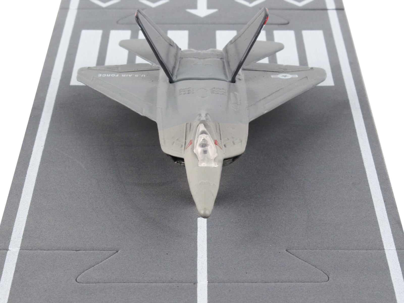 Lockheed Martin F-22 Raptor Stealth Aircraft Gray "United States Air Force YF-22" with Runway Section Diecast Model Airplane by Runway24 - image 4