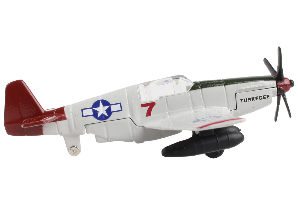 North American P-51C Mustang Fighter Aircraft Gray "Tuskegee Airmen-United States Army Air Force" with Runway Section Diecast Model Airplane by Runway24 - image 2