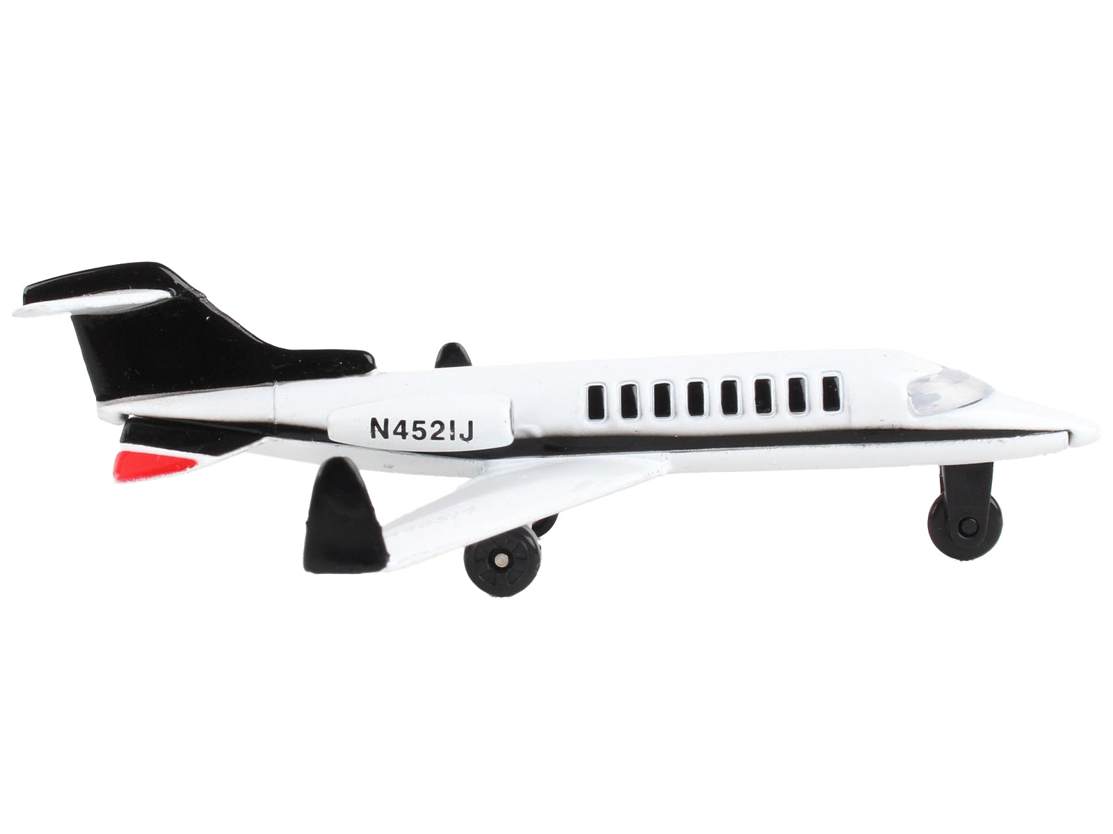 Private Jet Commercial Aircraft White with Black Tail "N452IJ" with Runway Section Diecast Model Airplane by Runway24 - image 2