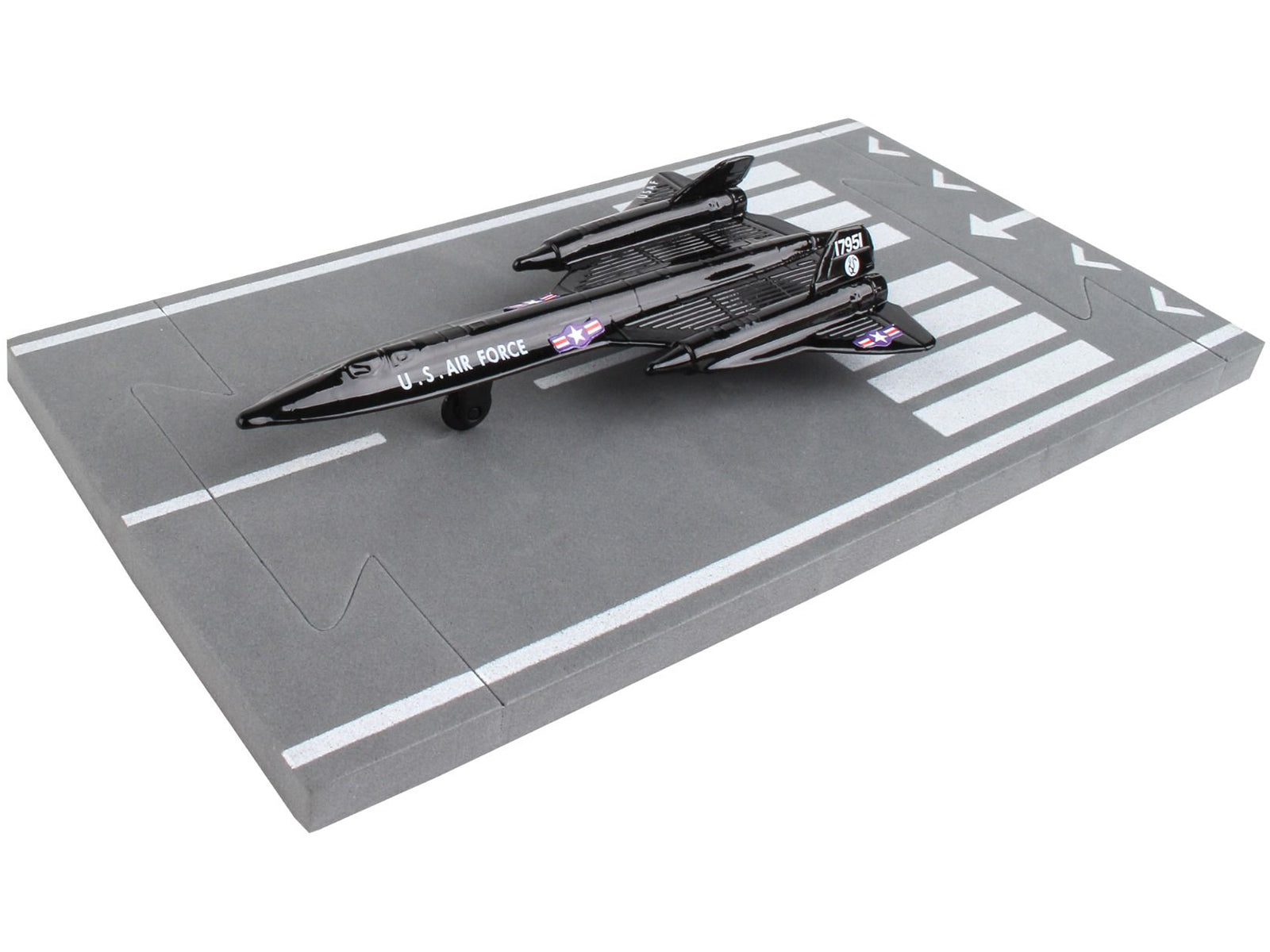 Lockheed SR-71 Blackbird Aircraft Black "United States Air Force" with Runway Section Diecast Model Airplane by Runway24 - image 3