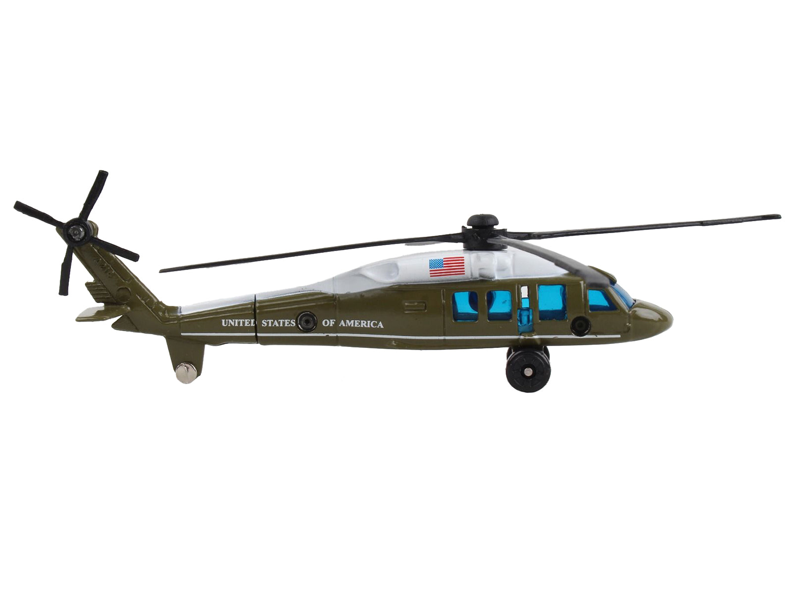 Sikorsky VH-60 White Hawk Helicopter Olive Drab with White Top "United States Presidential Helicopter - Marine One" with Runway Section Diecast Model by Runway24 - image 2