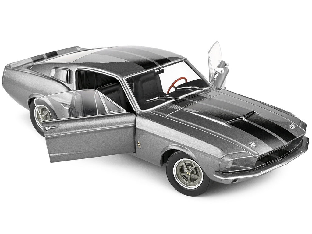 1967 Shelby GT500 Gray Metallic with Black Stripes 1/18 Diecast Model Car by Solido - image 2