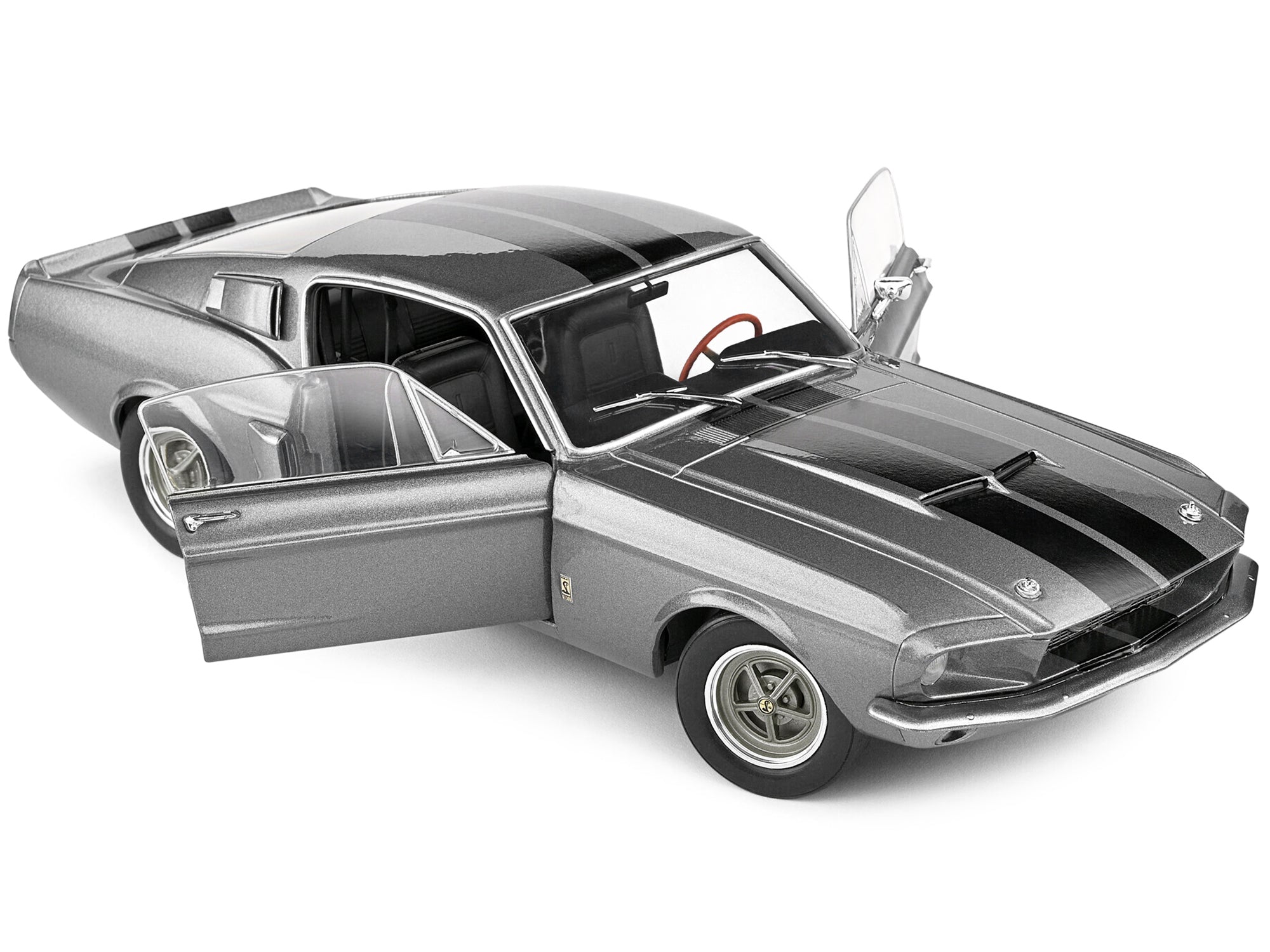 1967 Shelby GT500 Gray Metallic with Black Stripes 1/18 Diecast Model Car by Solido - image 2