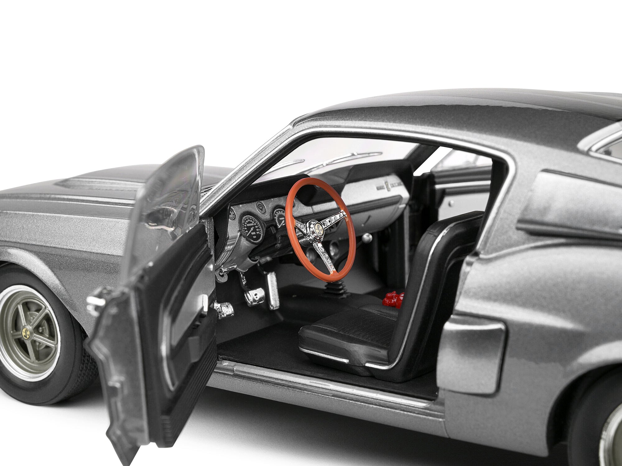 1967 Shelby GT500 Gray Metallic with Black Stripes 1/18 Diecast Model Car by Solido - image 3
